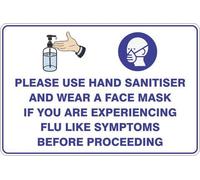 Please use hand sanitiser and wear a face mask if you are experiencing flu like symptoms before proceeding Safety Signs 8x12 Metal Tin Sign Garage Man Cave Wall Decor