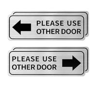 Please Use Other Door Sign Aluminum 12x4 Inch Self-Adhesive Left Right Arrow Metal Waterproof for Business Office Entrance 4 Pack