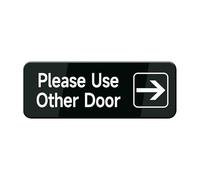 Please Use Other Door With Right Arrow Sign 8"X3" Black White Acrylic - Self Stick Door Sign Wall Decal For Offices Businesses House Home