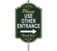 Please Use Other Entrance Sign Right Arrow 12" x 8" With 35" Long Metal Private Stake With Stand Aluminum Outdoor Use Business Home