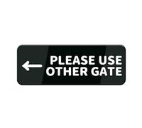 Please Use Other Gate Left Arrow Sign 10 X 3 Inch Acrylic Plastic Sign With Symbols, Self-Adhesive, For Restaurant, Salons, Hotel, Motel, Rest Stops, Public Restrooms