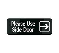 Please Use Side Door With Right Arrow Sign, 9 X 3 Inches Acrylic Warning Sign, Door Wall Labels Sign For Offices Businesses House Home