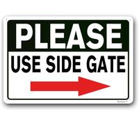 Please Use Side Gate Sign, for Home, Business Office Outdoor Right Arrow Aluminum 8"x12"