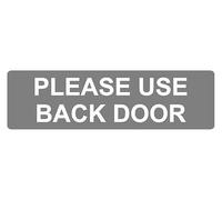 Please use this back door G information sign - Self adhesive sticker (150mm x 50mm)