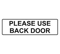 Please use this back door information sign - Self adhesive sticker (150mm x 50mm)