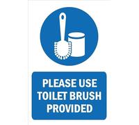 Please use toilet brush provided - Self adhesive sticker (200mm x 150mm)