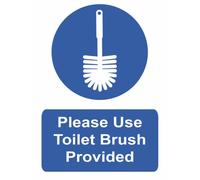 Please Use Toilet Brush Provided Warning Sign Self Adhesive Gloss Sticker A4 297mm x 210mm V8