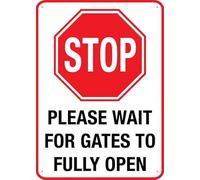 Please Wait For Gates To Fully Open Warning Metal Sign Tin Signs Aluminum for Outdoors Use Yard Farm Fence Home Wall Decor 8x12 inch