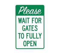 Please Wait For Gates To Fully Open Warning Sign, Gate Security Metal Signs for Business Home Outdoor Indoor Road Yard Garage Street Wall Safety Caution Custom Decor 8 x 12 Inch