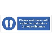 Please wait here, maintain a 2 metre distance floor graphic 600x200mm