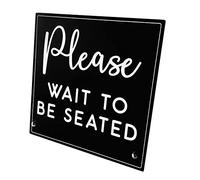 Please Wait To Be Seated Business Freestanding Counter Top Sign | Custom Coffee Shop Restaurant Bakery Ice Cream Stand | Cafe Decor Display Hostess Stand