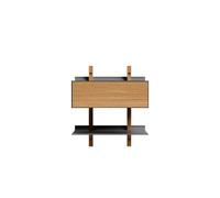 Please Wait to be Seated Smile Bedside Table With Shelf Oak/ Gray
