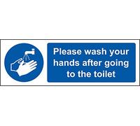 Please wash your hands after going to the toilet Safety sign - Self adhesive sticker 150mm x 50mm