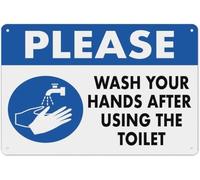 Please Wash Your Hands After Using The Toilet Warning Metal Sign Tin Signs Aluminum Sign for Outdoors Use Yard Farm Fence Home Wall Decor 8x12 inch