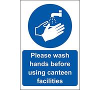 Please wash your hands before using canteen facilities Safety sign - 1.2mm Rigid plastic 200mm x 150mm