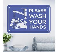 Please wash Your Hands Wall Sticker Bathroom Toilet Sign Safety Stickers Washing Adhesive Poster Kitchen Signage Label Waterproof Notice Shop Removable handwashing Hand Signs Vinyl