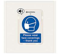 Please Wear Face Coverings - Talking Safety Sign - 225x336mm - 1mm Rigid Plastic
