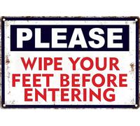 Please Wipe Your Feet Before Entering Sign Funny Metal Tin Signs for Home Door Indoor Outdoor Yard Garage Farmhouse Man Cave Bar Pub Beer Wall Decoration 12x8 Inch