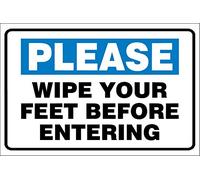 Please wipe your feet before entering sign - Self adhesive sticker 300mm x 200mm