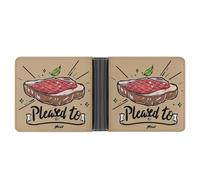 Pleased to Meat Funny Bifold Wallet Leather Slim Cash Card Holder Cute Purse
