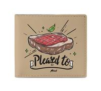 Pleased to Meat Funny Billfold Wallet Leather Purse Cute Card Holder Clutch for Business Travel