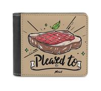 Pleased to Meat Funny Men's Bifold Wallet Slim Cash Card Holder Leather Purse