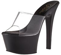 Pleaser ASPIRE-601 Platform Vegan Friendly Slide Women's Clear/Black Matte