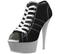 Pleaser DELIGHT-600SK-01 Blk Canvas/Neon White UK 2 (EU 35)