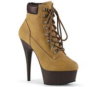 Pleaser DELIGHT-600TL-02 Tan Nubuck Faux Leather/Dark Brown Matte UK 6 (EU 39)