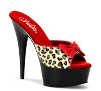Pleaser DELIGHT-601-6 Tan Leopard Print Faux Leather/Blk UK 4 (EU 37)
