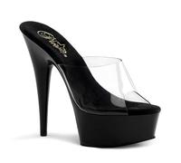 Pleaser Delight-601 Black Clear Ladies Stiletto Heel Slide Pole Dance Shoes