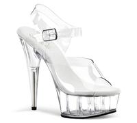 Pleaser Delight-608 Clear/Clr Ladies Stiletto Heel Ankle Strap Pole Dance Shoes