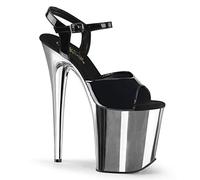 Pleaser FLAMINGO-809 Blk Pat/SLV Chrome UK 4 (EU 37)