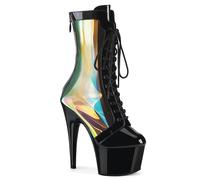 Pleaser High Heel Stiletto Platform 7" Mid Calf Boots Holographic Adore 1047