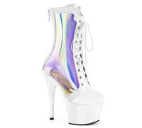 Pleaser High Heel Stiletto Platform 7" Mid Calf Boots Holographic Adore 1047