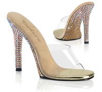 Pleaser High Heel Stiletto Slip On Shoes Mules Rhinestones Clear Gala 01DMM