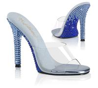 Pleaser High Heel Stiletto Slip On Shoes Mules Rhinestones Clear Gala 01DMM