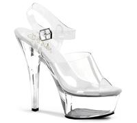 Pleaser Delight-608 Clear/Clr Ladies Stiletto Heel Ankle Strap Pole Dance Shoes