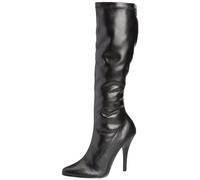 Pleaser SED2000_B_PU-7 Plain Stretch Knee Boot with Side Zip44; Black44; Size 7