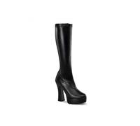 PLEASER USA Electra-2000Z Black PU Platform Knee Boot IN-STOCK