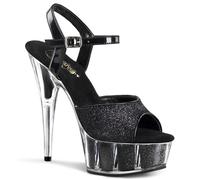 Pleaser Womens Sandals DELIGHT-609-5G Blk Gltr/Blk Gltr