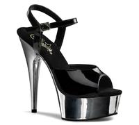 Pleaser Womens Sandals DELIGHT-609 Blk/Slv Chrome