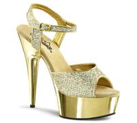 Pleaser Womens Sandals DELIGHT-609G Gold Multi Gltr/Gold Chrome