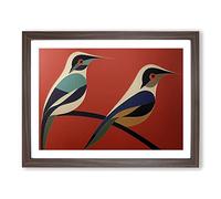 Pleasing Abstract Birds Framed Print | A3 Walnut Framed Wall Art | Ready to Hang | Abstract Fantasy Picture | Living Room Bedroom Lounge Office