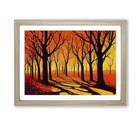 Pleasing Autumn Forest Framed Print | A3 Oak Framed Wall Art | Ready to Hang | Modern Landscape Picture | Living Room Bedroom Lounge Office