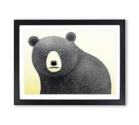 Pleasing Bear Abstract Framed Print | A3 Black Framed Wall Art | Ready to Hang | Abstract Animal Picture | Living Room Bedroom Lounge Office