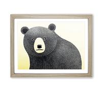 Pleasing Bear Abstract Framed Print | A3 Oak Framed Wall Art | Ready to Hang | Abstract Animal Picture | Living Room Bedroom Lounge Office