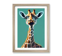 Pleasing Giraffe Framed Print | A2 Oak Framed Wall Art | Ready to Hang | Modern Animal Picture | Living Room Bedroom Lounge Office