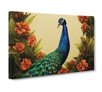 Pleasing Peacock Canvas Print | Gallery Wrapped 30mm Frame Wall Art | 30x20 inches | Ready to Hang | Contemporary Picture | Living Room Bedroom Lounge Office