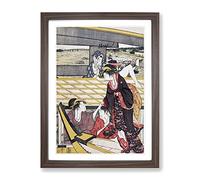 Pleasure Parties By Kitagawa Utamaro Asian Japanese Framed Print | A2 Walnut Framed Wall Art | Ready to Hang | Asian Nature Picture | Living Room Bedroom Lounge Office